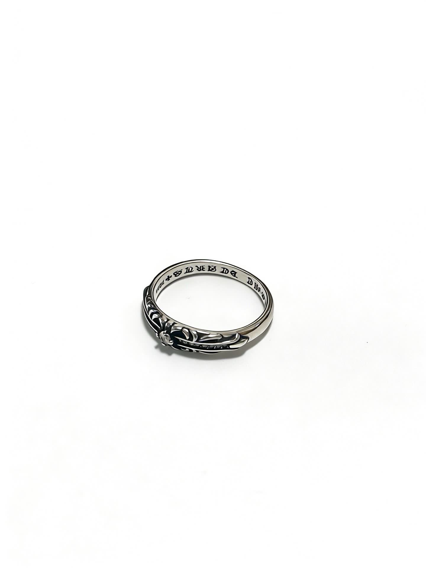 Chrome Hearts Silver Ring with Floral Design